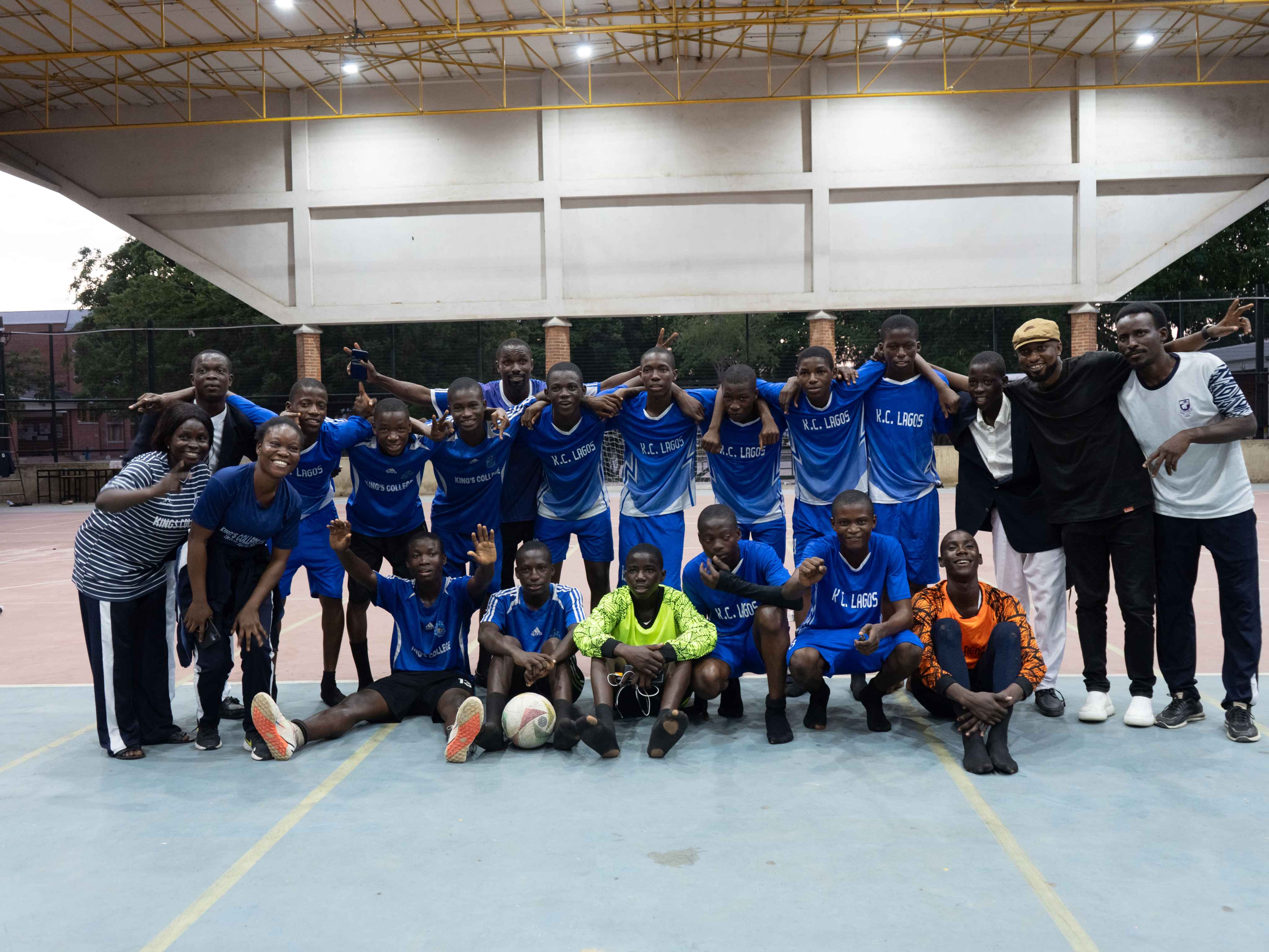Students celebrating during the school tournament